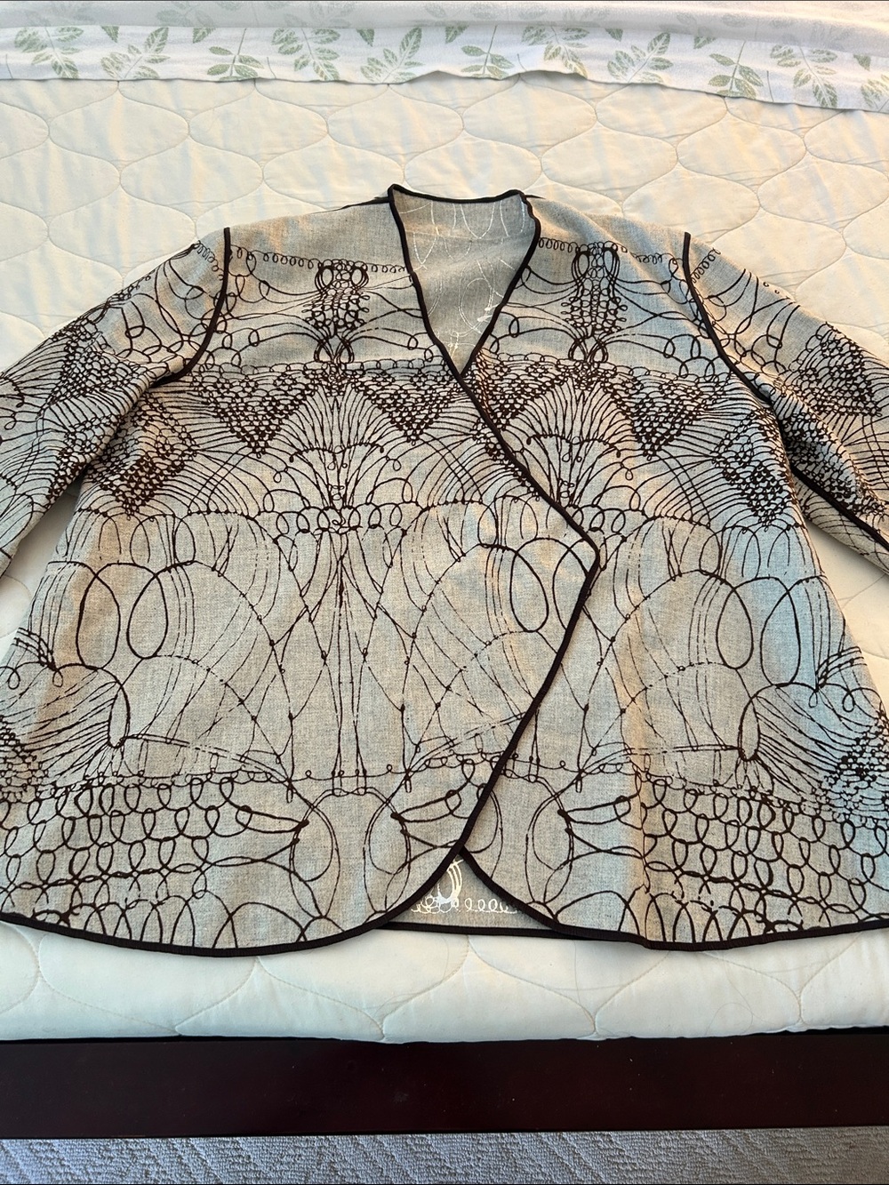 Chico's Cream and Black Patterned Blazer